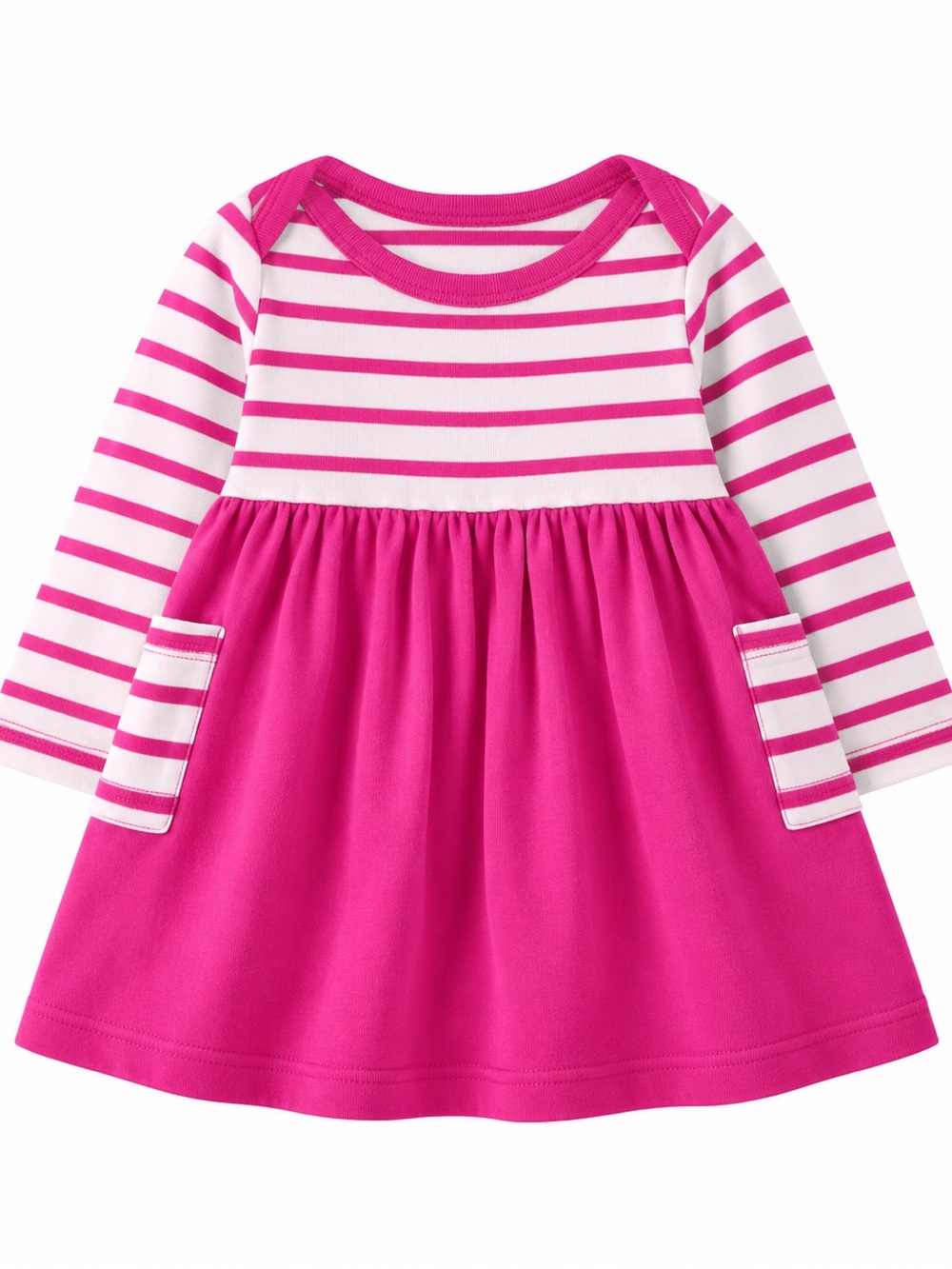 Hanna Andersson Organic Cotton Pink Stripe Rib Knit Dress 60 (3-6M)